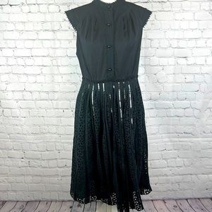 Vivienne Tam Black Eyelet Midi Dress